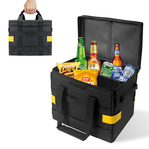YAMTO Multifunctional Camping Storage Duffel Bag With Handles,Picnic Camping Organizer with Adjustable Dividers,Large Tool Tote Bag Collapsible for Outdoor Camping/Sports/Travel/GYM-Black