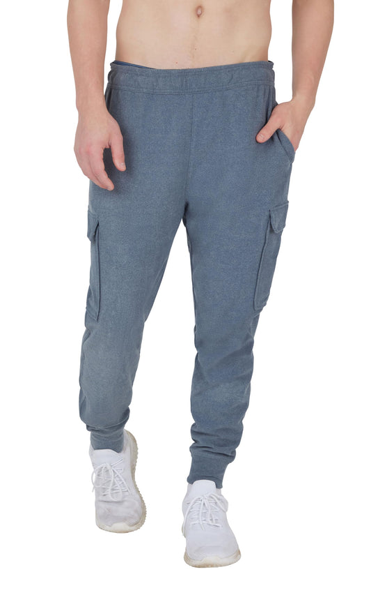 90 Degree by Reflex Mens Fleece Jogger Soft Workout Pant with Side and Cargo Pockets - Navy Blazer - Medium