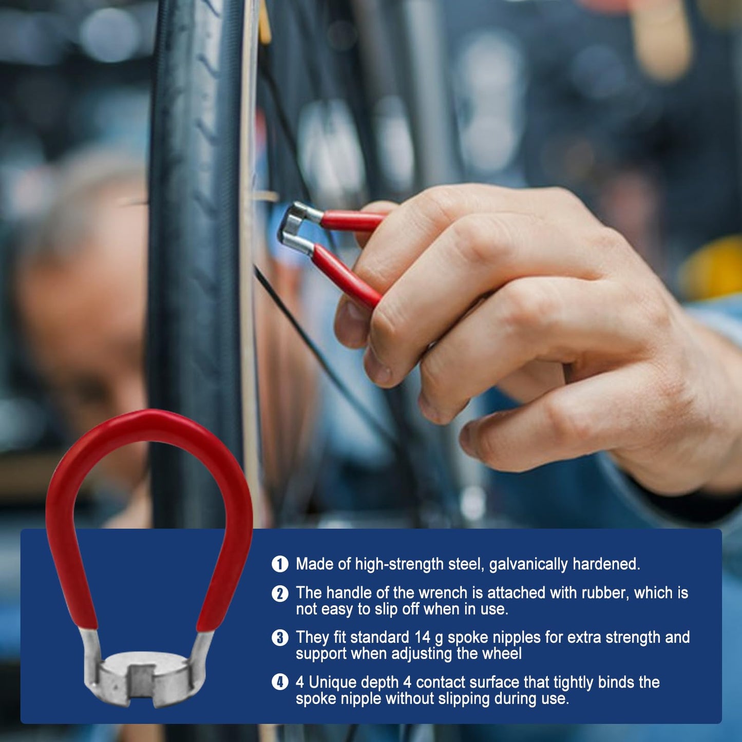 JOJOCY Bike Spoke Tension Meter Spoke Adjustment Wrench Tool 13-Piece Set, Bicycle Tyre Repair Tool Prevent Deformation Spoke Tensiometers Bicycle Rim Truing Tool Y-Shaped Wrench Tire Lever