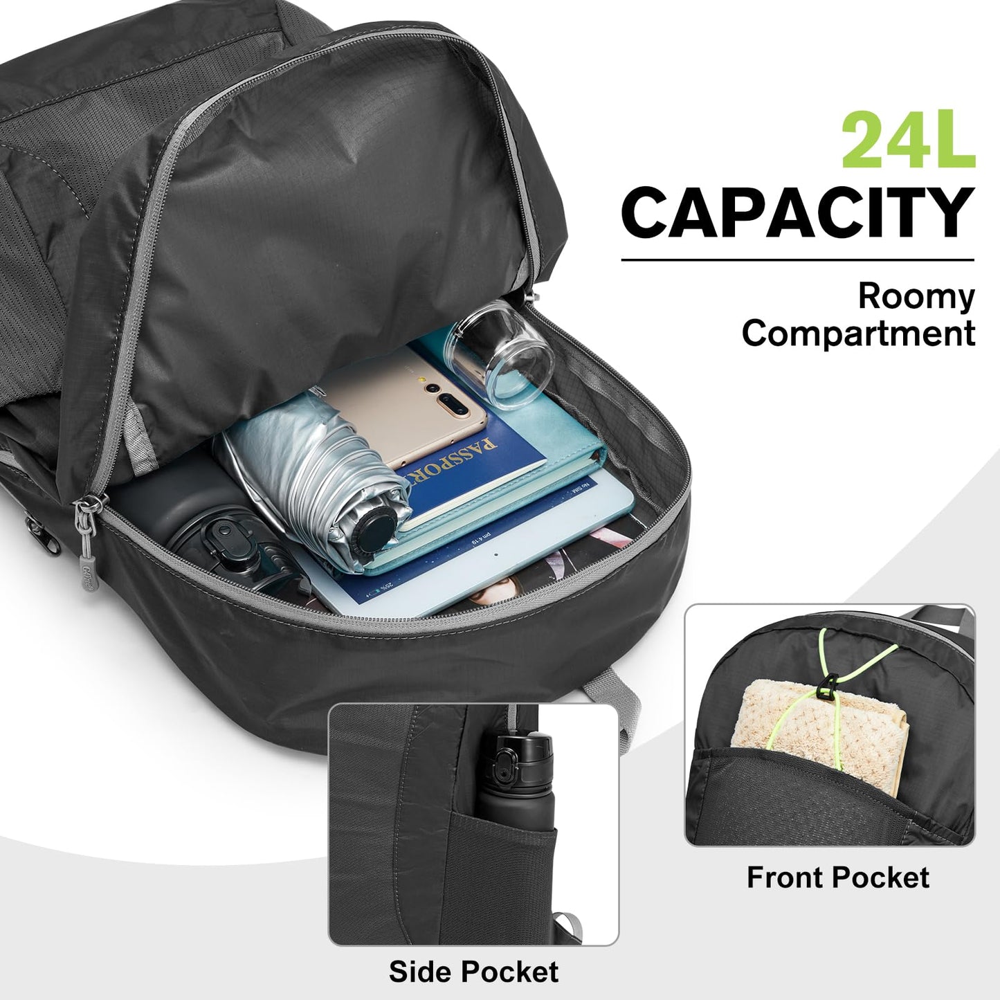 G4Free 20L Lightweight Packable Backpack+24L Lightweight Packable Hiking Backpack