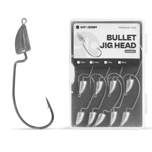 OJYDOIIIY Weedless Darter Swimbait Jig Heads, Bullet Style Weighted EWG Offset Hooks, 3/8oz - 12Pack