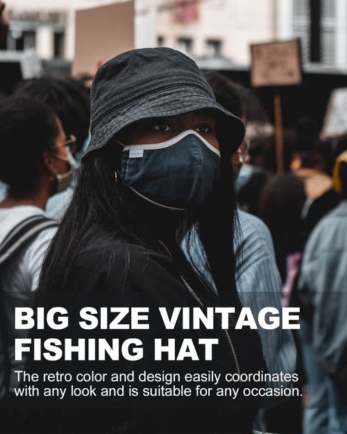 Zylioo XX-Large Washed Bucket Hat,UPF Packable Fishing Hat for Big Heads,Oversize Travel Beach Sun Hat for Women Men