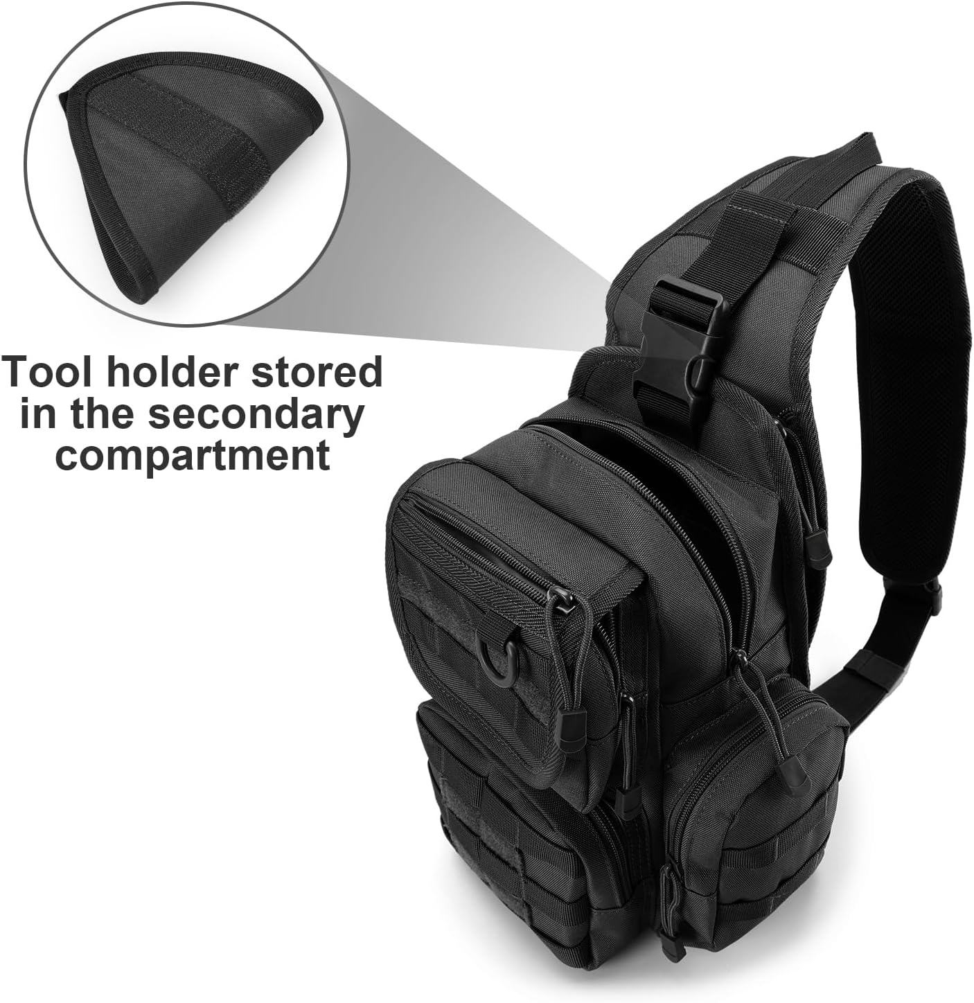 G4Free Tactical EDC Sling Bag Pack with Adjustable Holder Sling Shoulder Assault Range Backpack(Black)