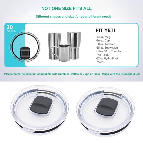 Magslider Lids Replacement for Yeti 32 oz / 30 oz Tumbler - BPA Free, Splash Resistant, 2PCS