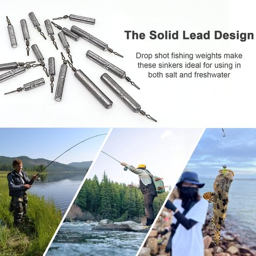 LadFath 30pcs Fishing Weights Sinkers Kit, Drop Shot Weights & Fishing Sinker Assortment, Lead Fishing Weights with Barrel Swivels, Snag-Free Pencil Sinkers for Bass, Catfish in Freshwater Saltwater