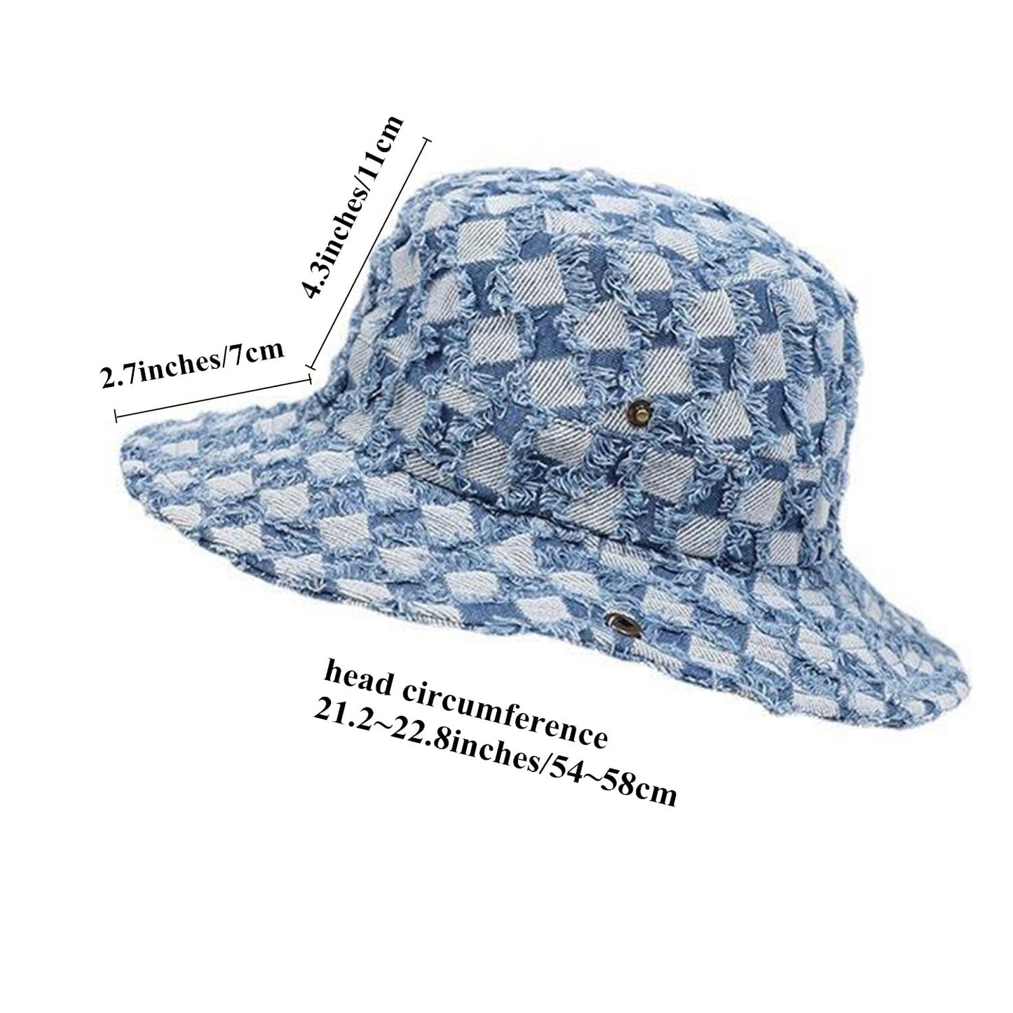 AICHUAN Wide Brim Bucket Sun Hat Packable Cotton Denim Cowboy Sun Hat for Women Men Summer Outdoor Fisherman Cap Light Blue