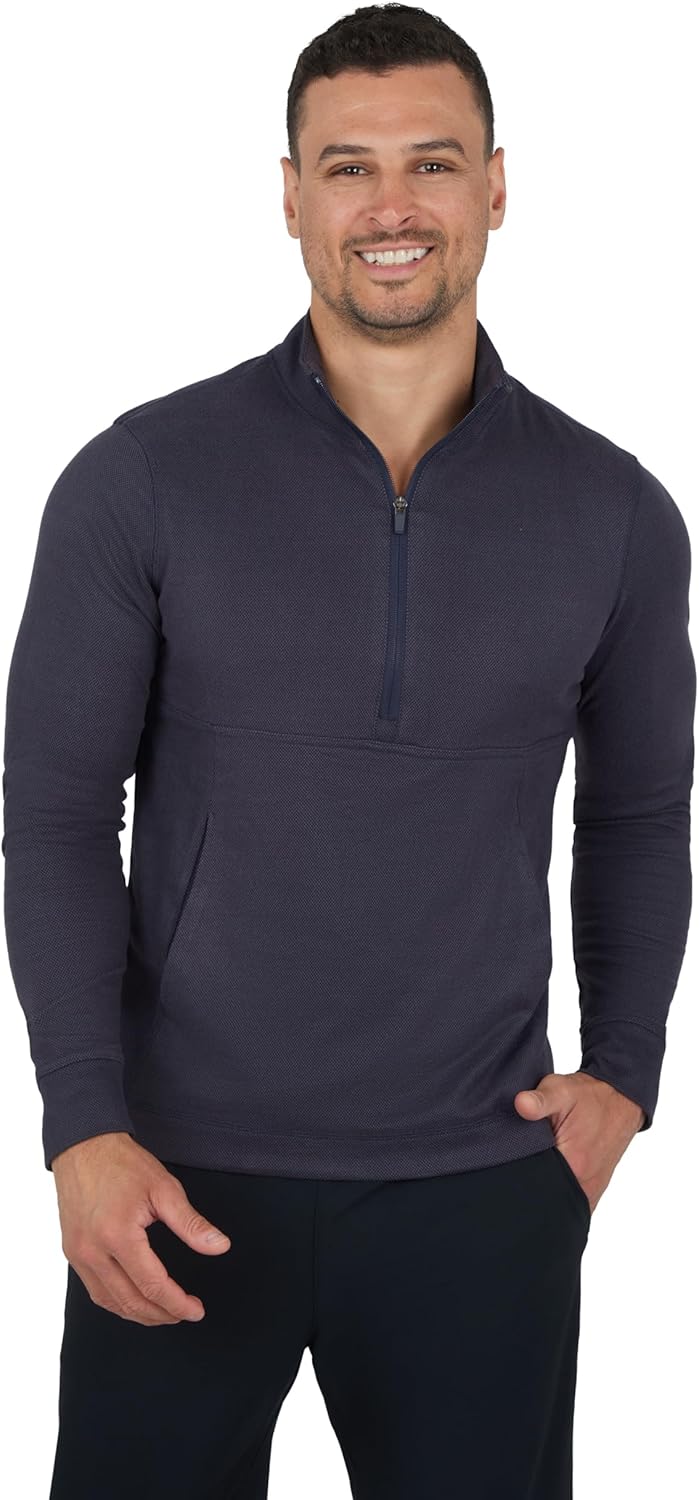 90 Degree By Reflex Soft Half Zip Pullover Long Sleeve Workout Running Shirt for Men