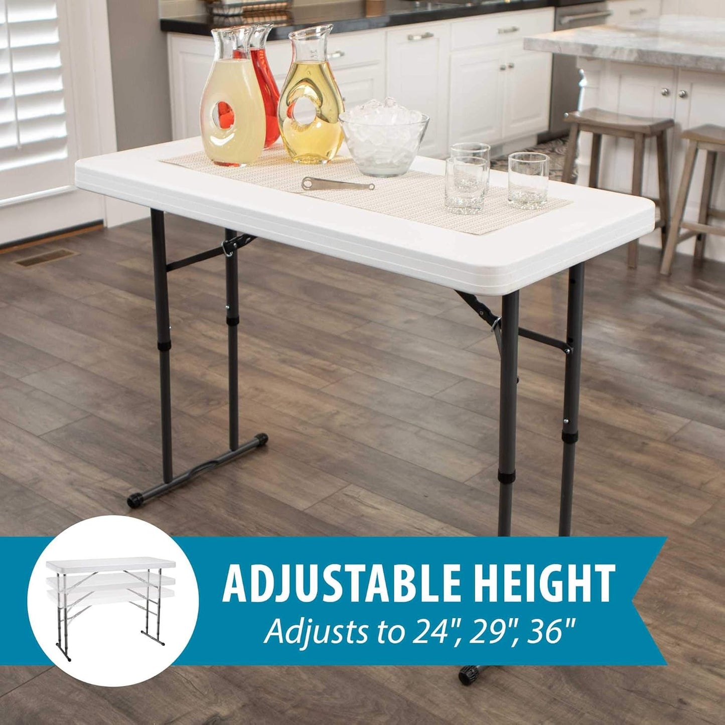 Portable Folding Camping Table & Bench Set - LIFETIME 80373, Almond Color
