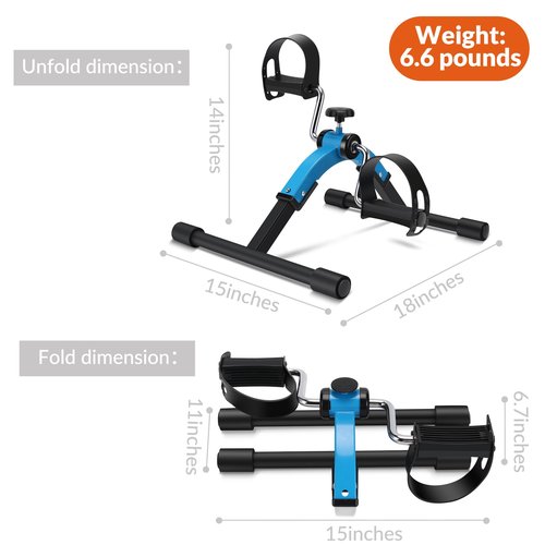 RYGEO Folding Pedal Exerciser Mini Exercise Bike Under Desk Bike Pedal Exerciser for Arms and Legs Cardio Workout, Portable Desk Bike Peddler Machine for Sedentary Officer & Seniors