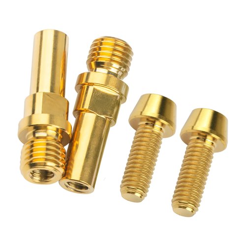 Wanyifa Titanium Ti Bolts Bicycle Post V Brake Bosses M10x1.25mm & M6x16mm Screws (Gold)