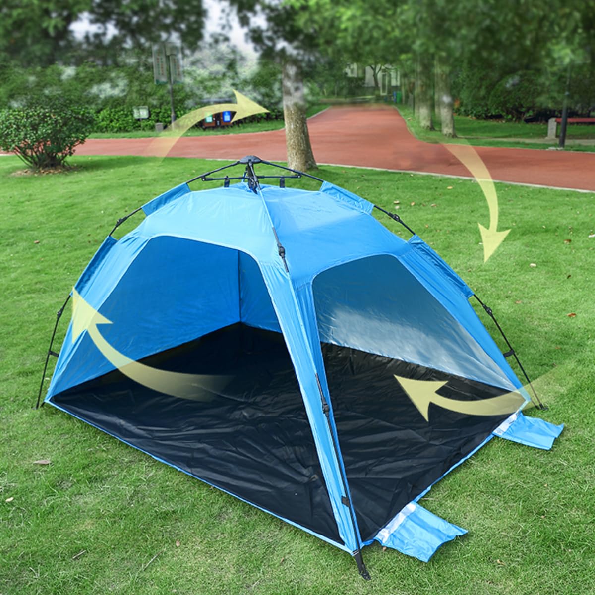 Generic Two person beach tent sunshade, beach sunshade UV resistant, easy to install and lightweight portable cabin tent, suitable for infants, young Children, adults, Medium, blue