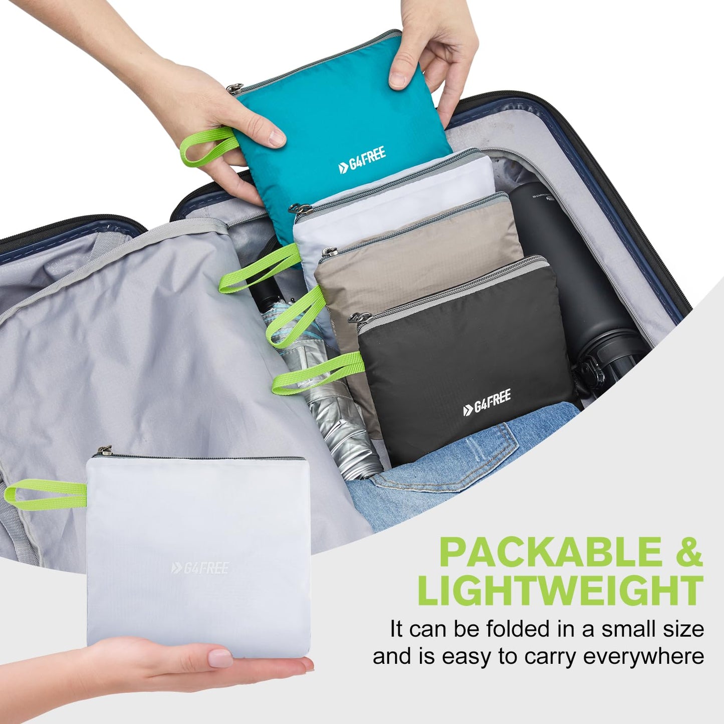 G4Free 24L Lightweight Packable Hiking Backpack Small Sport Travel Daypack Water Resistant for Women Men（White）