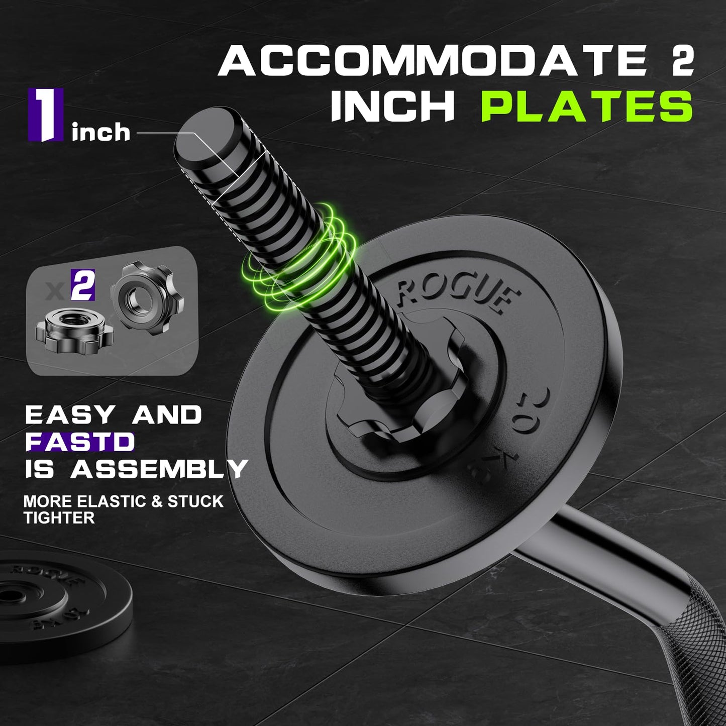 47" EZ Curl Bar Weight Lifting, 1-inch Plates Curl Bars for Squats/Hip Thrusts/Lunges, Plates Curling for Gym and Home -2 Star Collars(280lb Weight Capacity) (Black)