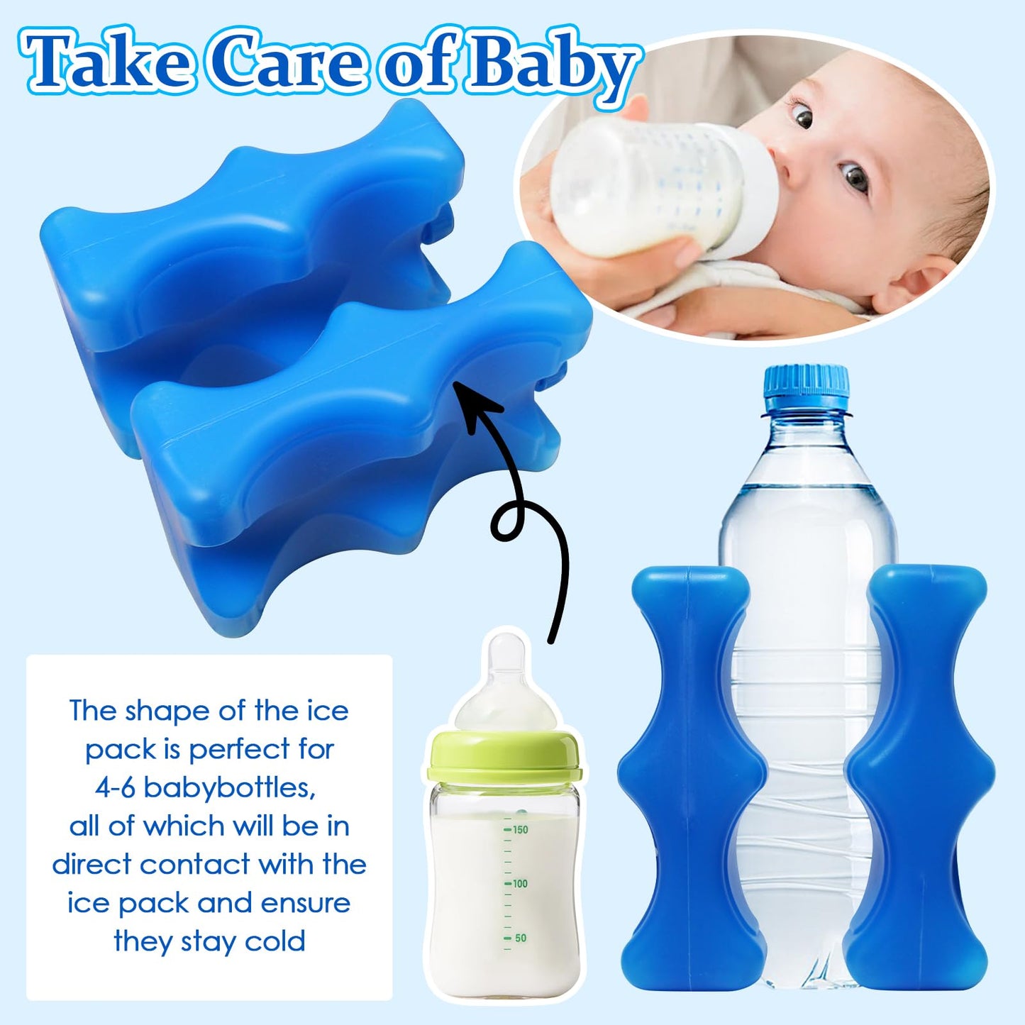 Arcccky 4 Pack Reusable Ice Pack for Breastmilk Storage, Bottle Ice Packs for Breastfeeding Working Mom