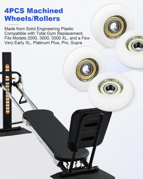 ULXIOM Upgrade Roller Wheel Kit Fit for Total Gym Parts Replacement, Fit for Gym Models 2000 3000 Some 3000 XL and a Few Very Early XL