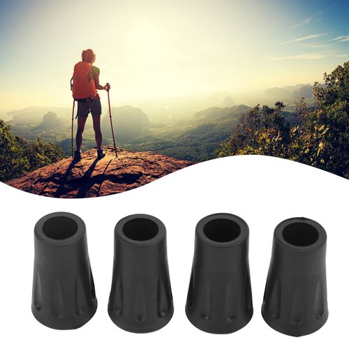 BORDSTRACT Walking Stick Tips, 4pcs Rubber Hiking Pole Tips, 12mm / 0.5in Inner Diameter Trekking Pole Tips Replacement for Hiking Sticks Feet Lost or Worn