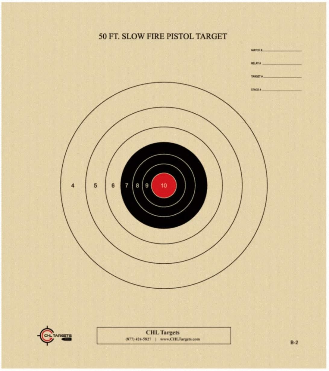 50 Foot Slow Fire Pistol Target Official NRA Target B-2