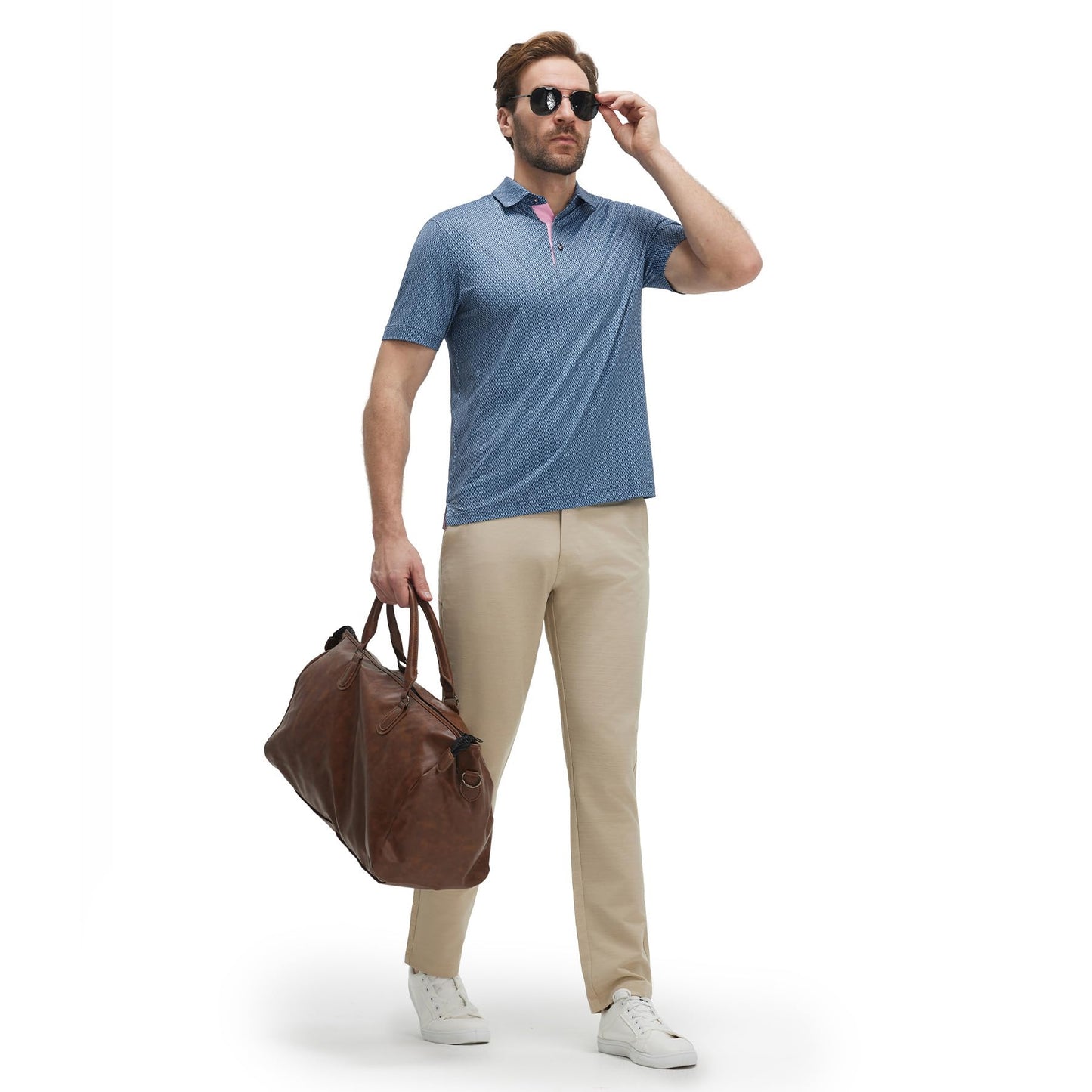 M MAELREG Polo Shirts for Men Quick Dry Fit Short Sleeve Performance Moisture Wicking Print Men’s Golf Shirts