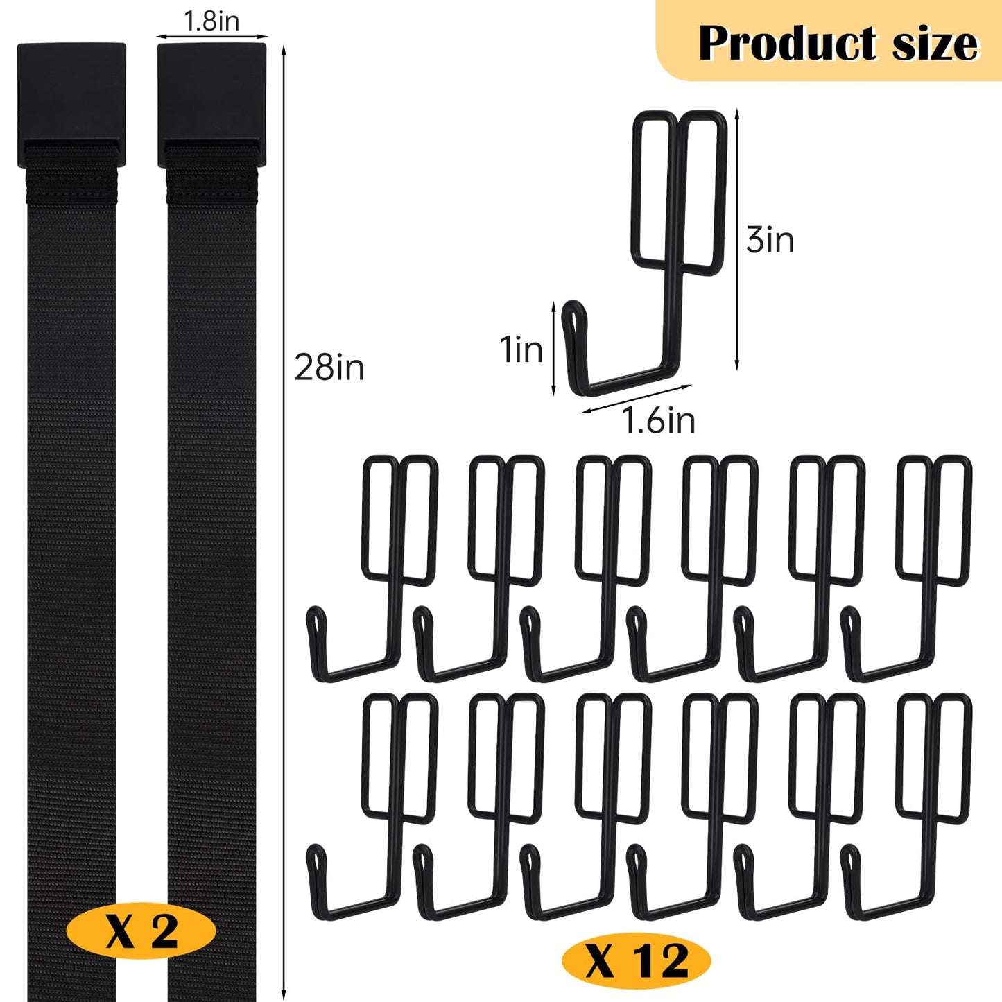 2 Pack Treestands Strap Gear Hangers with 12 Metal Hooks,Hunting Tree Stand Bow & Gear Hanger,Saddle Hunting and Gear Equipment Hanger,Tree Stand Accessories Strap for Bow Arrows Bag
