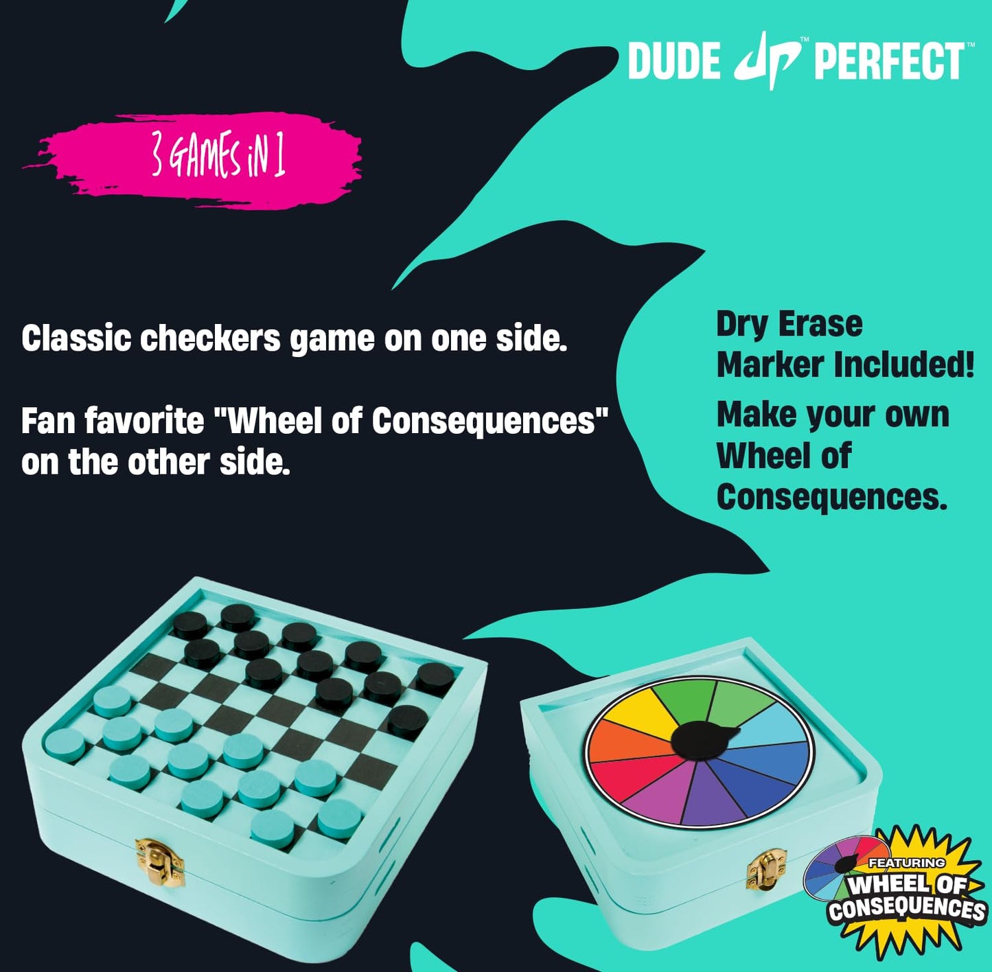 Dude Perfect Sling Puck & Checkers Game Set: Fast-Paced Action for Kids and Adults, Perfect for Family Game Nights, Parties, and Gifts, Ages 4+