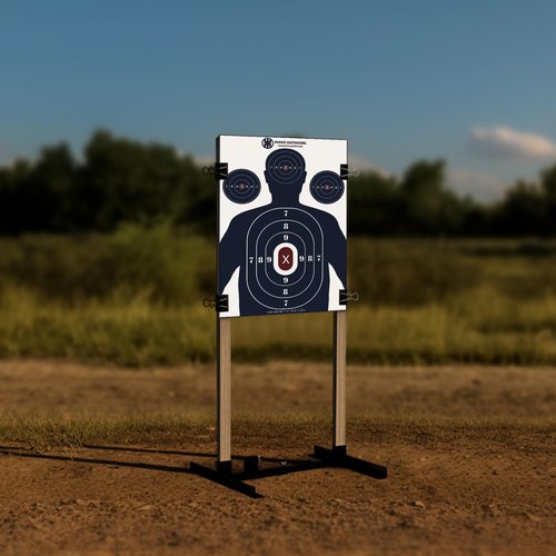 KNINE OUTDOORS Shooting Targets Paper, 12 x18 inch, Bulk for Hunting, Handguns, Pistols, Rifles, Silhouette with Red Bullseye, Blue Design (25 Pack)