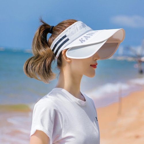 Peicees Sun Visor Hat with Wide Brim for Women Sun Protection Cap for Golf Tennis Beach Running Hiking Fishing Gardening White