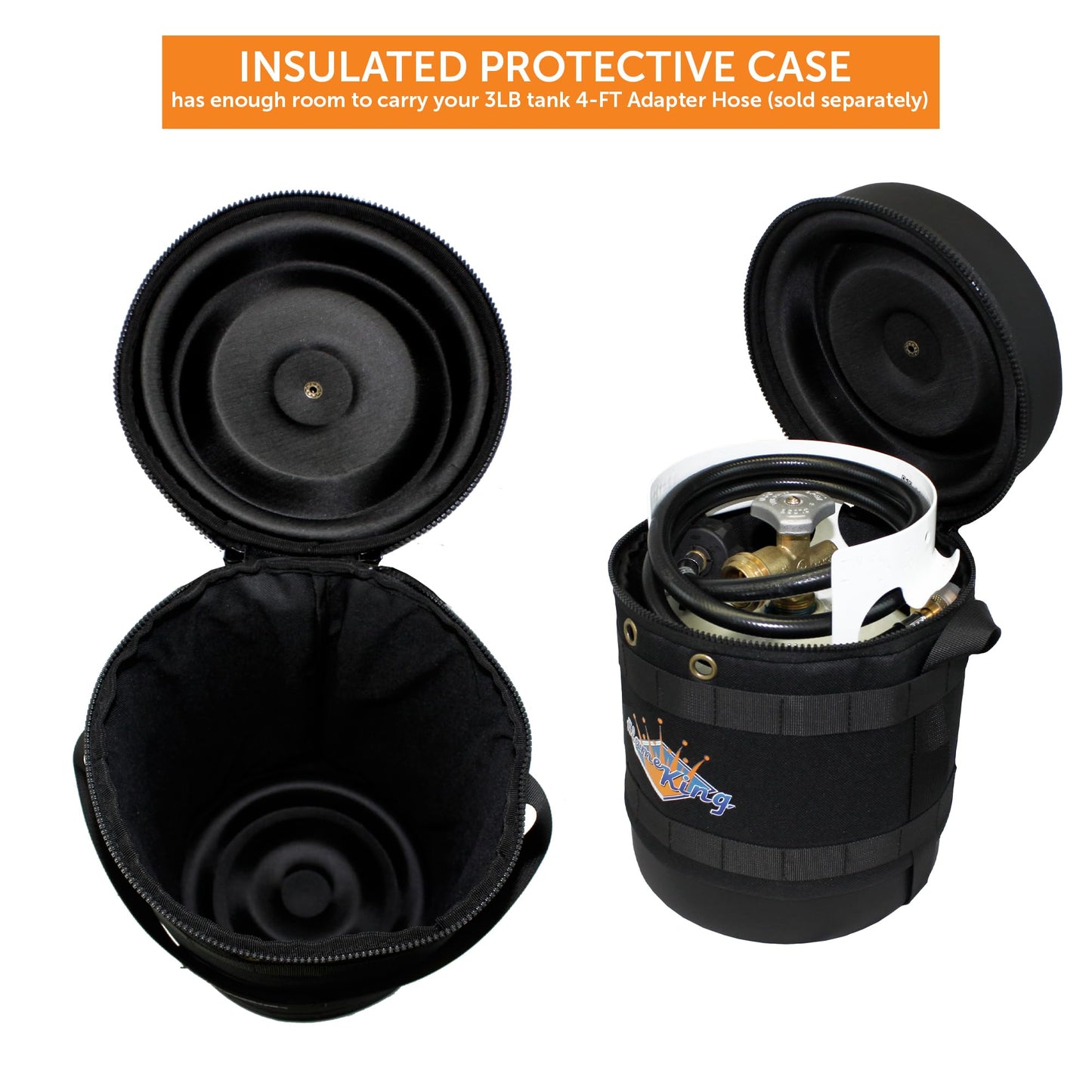 Flame King FK-GH-3LB Gas Hauler for 3LB Propane Tank-Insulated Protective Carry Case, Black