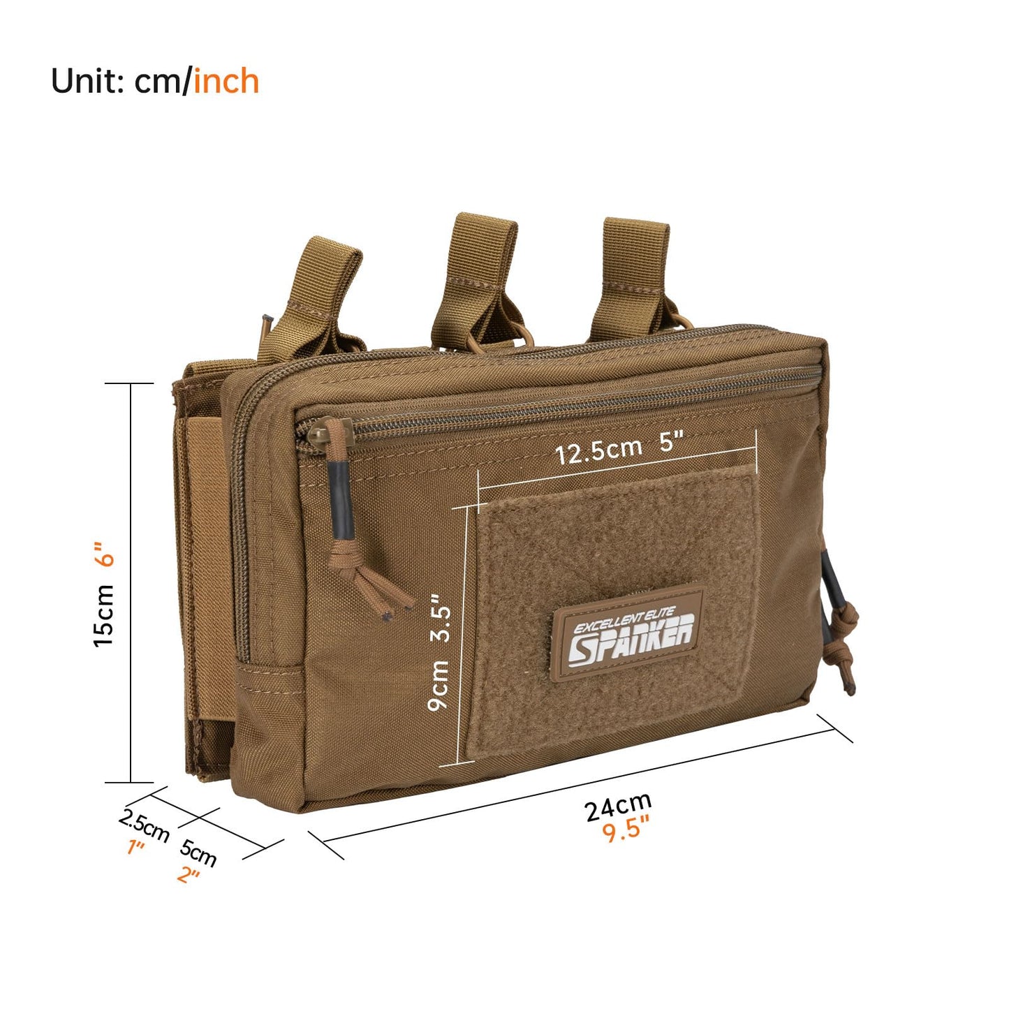 EXCELLENT ELITE SPANKER Tactical Mag Admin Pouch Molle Utility Tool Pouch Medical EDC EMT Bag with Triple Mag Pouch for M4 M16(Coyote Brown)