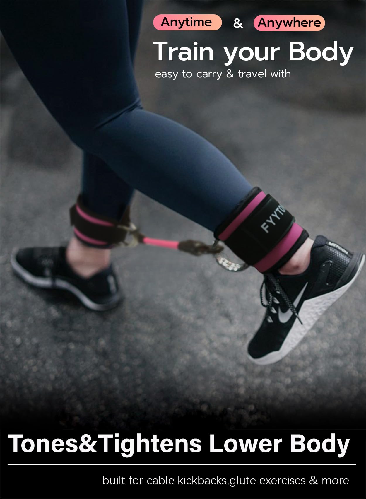 Ankle Resistance Bands with Cuffs, Women Workout for Home Gym, Glutes Exercise at Home, Ankle Strap for Cable Machines Women, Shaping The Perfect Butt. (Ankle Resistance Bands with Cuffs, Pink)