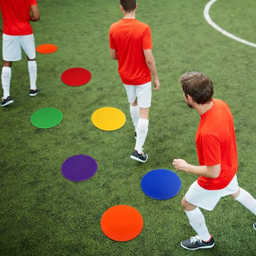 Haull 60 Pcs Spot Markers Floor Spots with Bag Non Slip Vinyl Poly Dots for Gym Floor Basketball Football Soccer Sports Speed Agility Training Gym Dance Classroom(4.72 Inch)