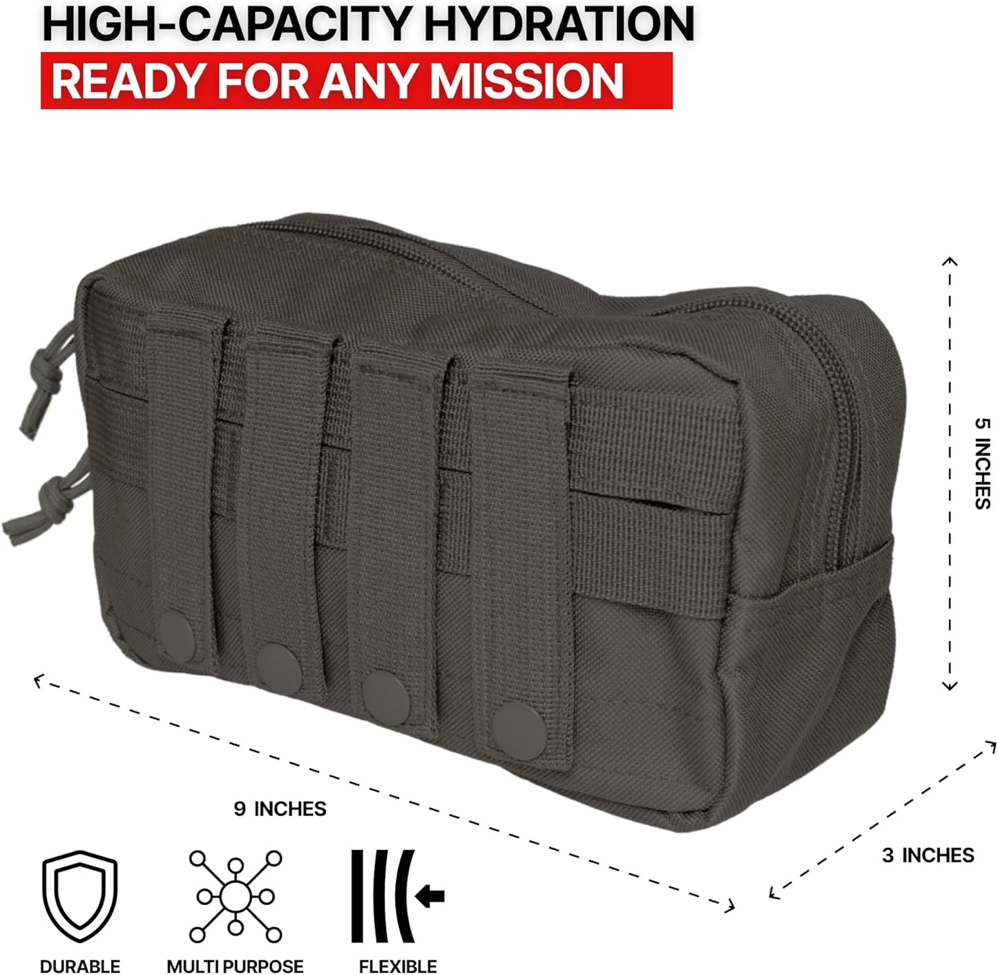 Horizontal Zippered Multi-Purpose Molle Admin Pouch Utility EDC Tool Gear Gadget Waist Bag Organizer