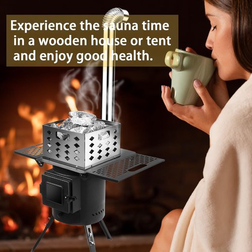 Multifunctional Enamel Wood Burning Stove,Portable Wood Stove - Tent Heaters for Camping,Cooking, Ice Fishing, RV Travel, Sauna | High-Temperature Enamel Rust-Proof | Large Capacity Firebox