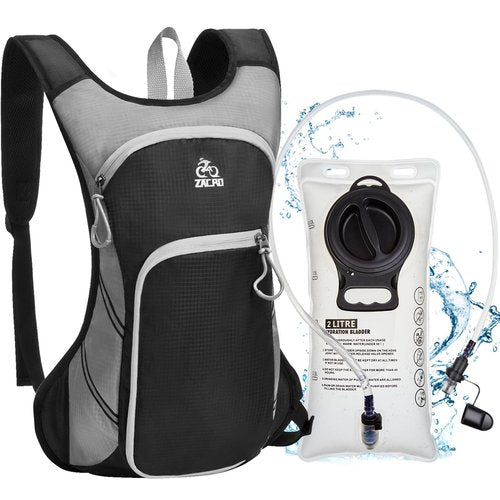 Zacro Hydration Backpack, Lightweight Hiking Backpack with 2L TPU Water Bladder, Water Backpack for Running Hiking Biking Climbing and Motorcycle, Upgraded Leak Proof Hydration Pack for Men & Women