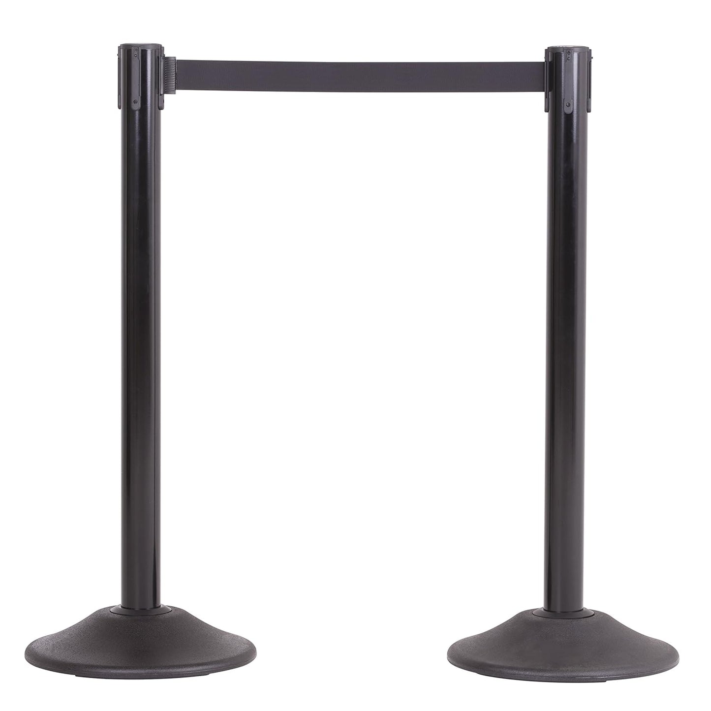 Premium Black Steel Stanchions with 7.5-Foot Retractable Belts - 2 Pack