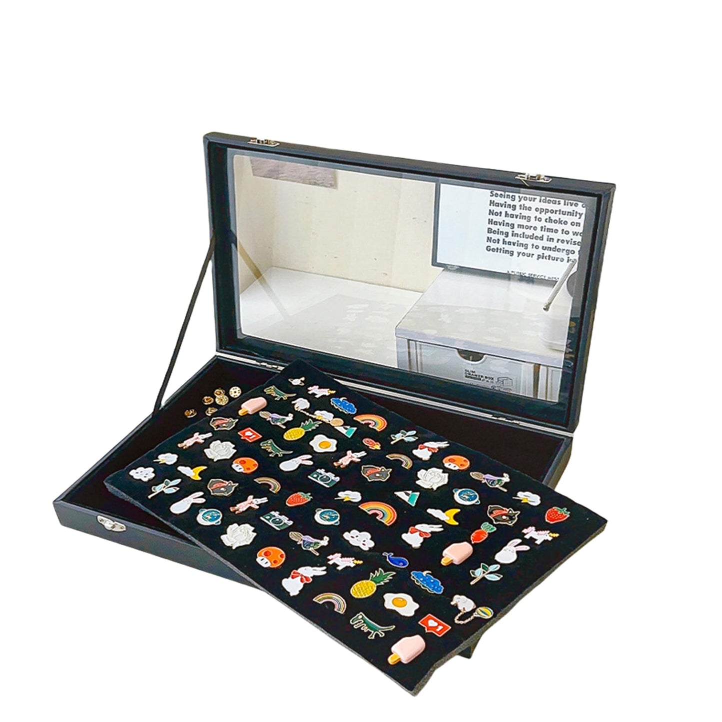 AMBOJIE Enamel Pin Display Case - Military, Insignia Ribbons, Medals, Beach Tags, Gift, Jewelry Pins, Collectibles 14" X9.8" Inch