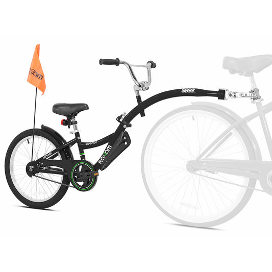 KaZAM Co-Pilot Bike Trailer - 20 Inch Bike Trailer with Adjustable BMX Stem and Handlebar - Lightweight Aluminum Frame and Padded Saddle for Cycling - Perfect for Family Rides - Black