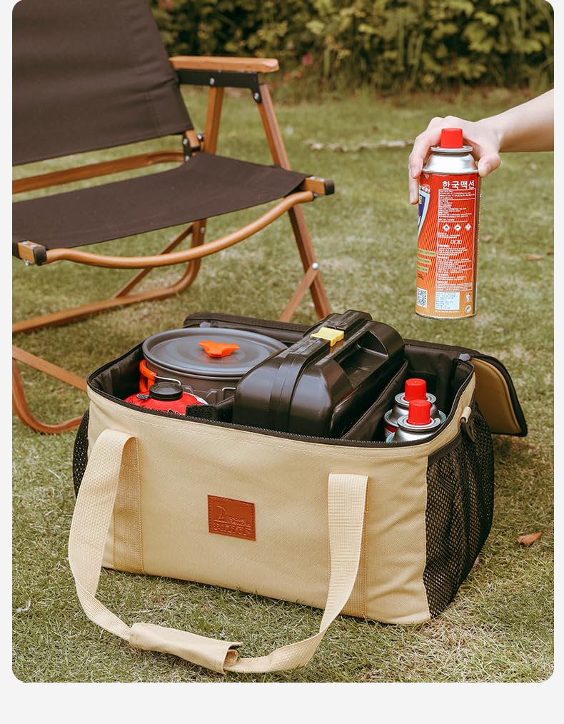 Jaugufiy Camping Cookware Storage Bag, Camping Cooking Utensils Organizer, Camping Storage Handbag, Barbecue Tool Storage Bag, Cookware Utensils Kit Travel Hanging Bag Outdoor Equipment Carry Bag