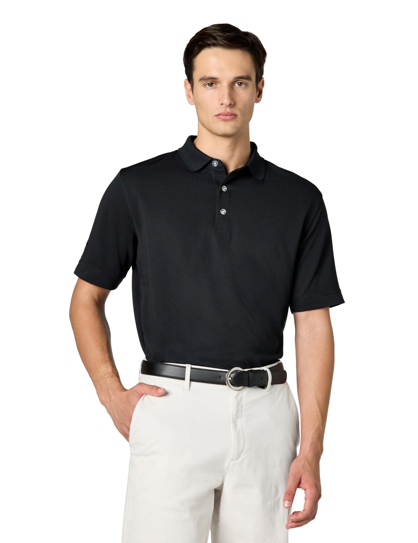 Callaway Men's Opti-Dri Stretch Ottoman Short Sleeve Golf Polo Shirt (Available in Big & Tall) Black