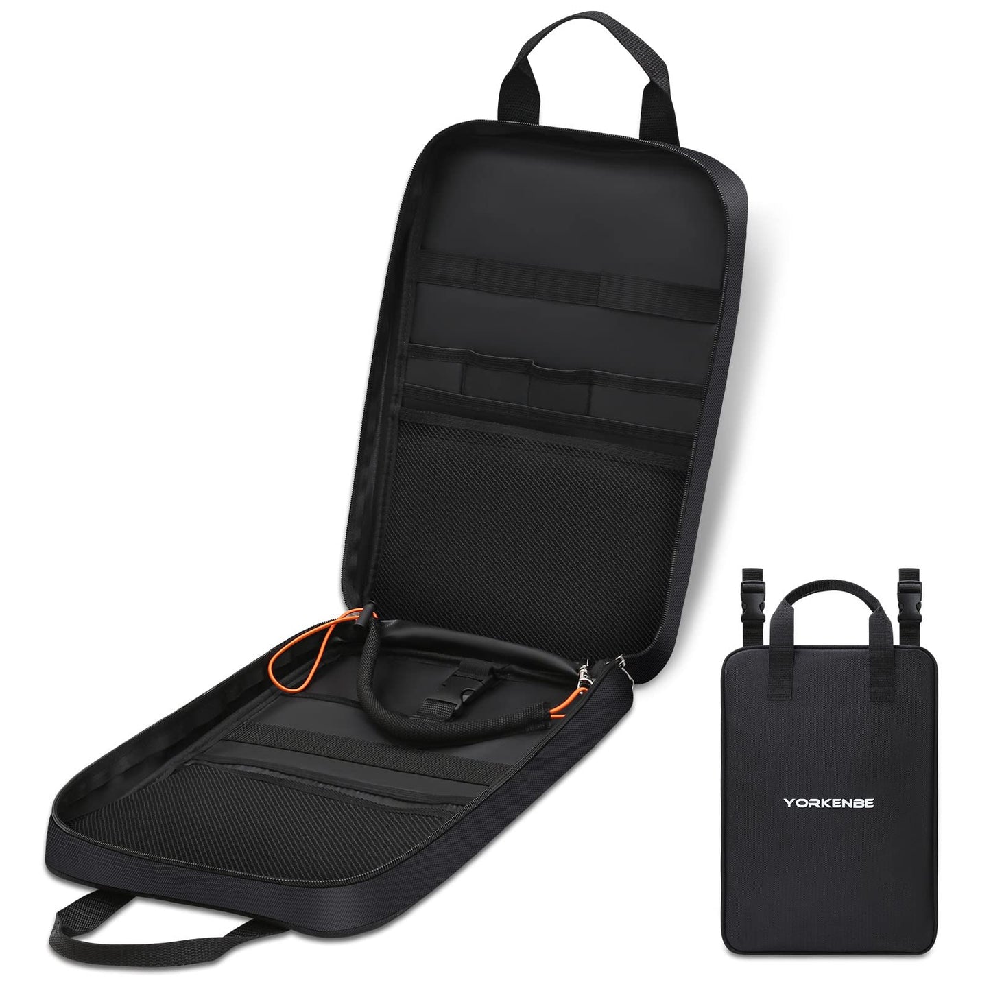 Yorkenbe Camp Kitchen Organizer, High Capacity Camping Cooking Utensils Bag, with Hanging Hooks and Paper Towel Holder, Multi-pocket Waterproof Portable Storage for BBQ Outdoor Cooking Essentials