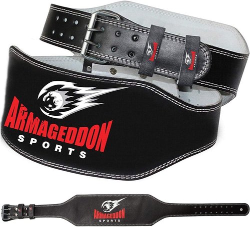 Leather Weight Lifting Belt - 6 Inches Wide Padded Gym Belt for Men and Women - Back Support for Weightlifting- Ensures Comfort and Protection - Premium Quality