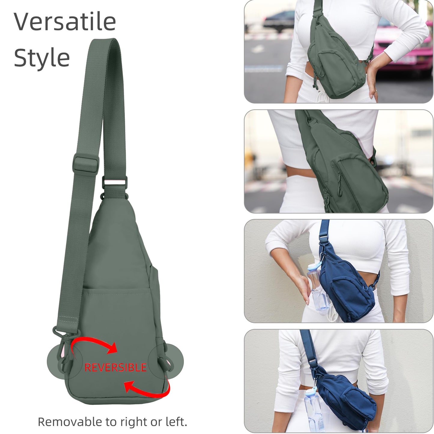 FREE ROCK Small Crossbody Bag For Women Mini Nylon Sling Bag Cross Body Bag Chest Bag For Outdoors Hiking Traveling (Green)