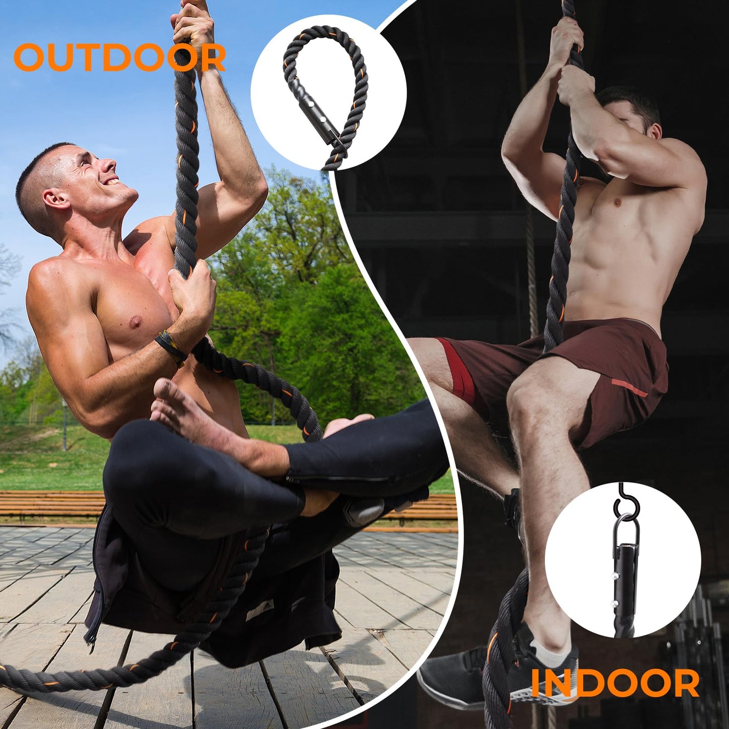 Glitenniy Climbing Rope Black 13.2ft Gym Climbing Rope for Fitness and Strength Training, Rock Climbing and Home Workouts Adult Climbing Rope Kids Outdoor Climbing Rope or Home Indoor Climbing Rope