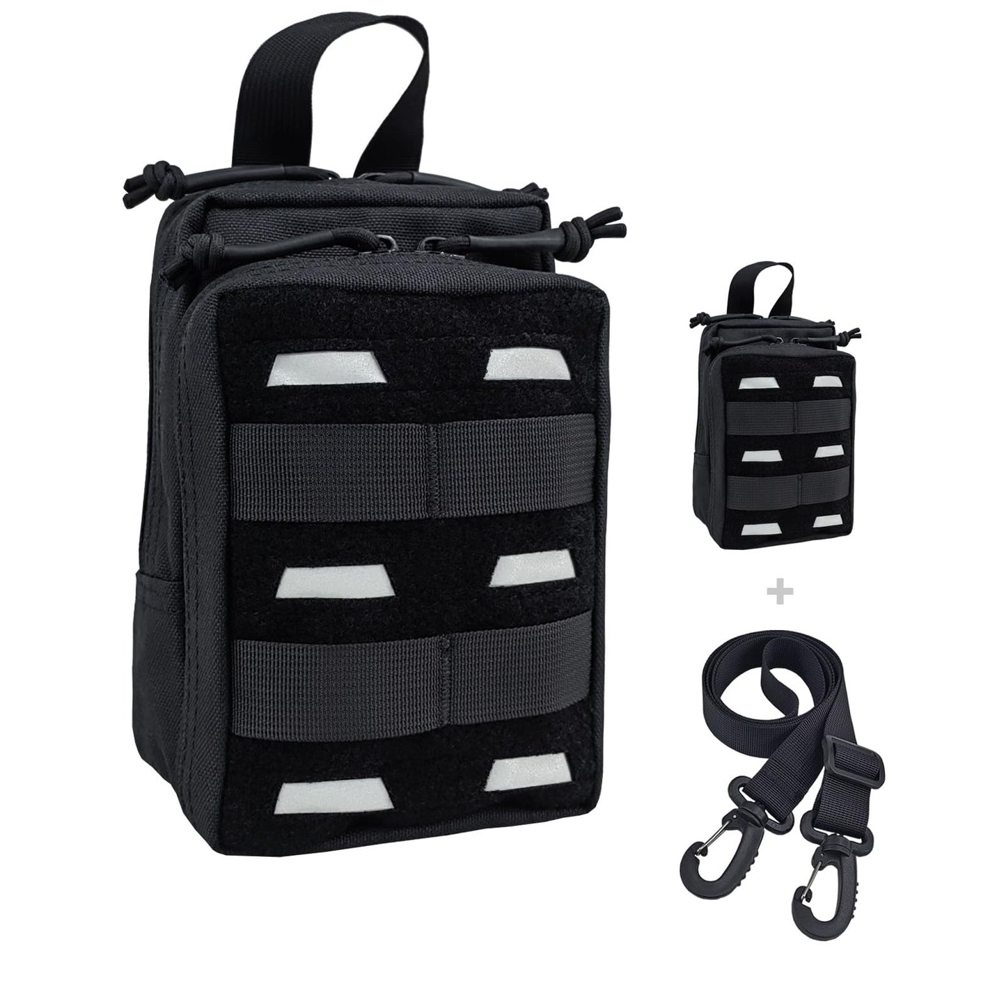 Fyelo Tactical Pouch Water-Resistant Molle Multi Functional EDC Tool Compact Bag with Strap Black/Brown/Green MOLLE Pouches (Black)