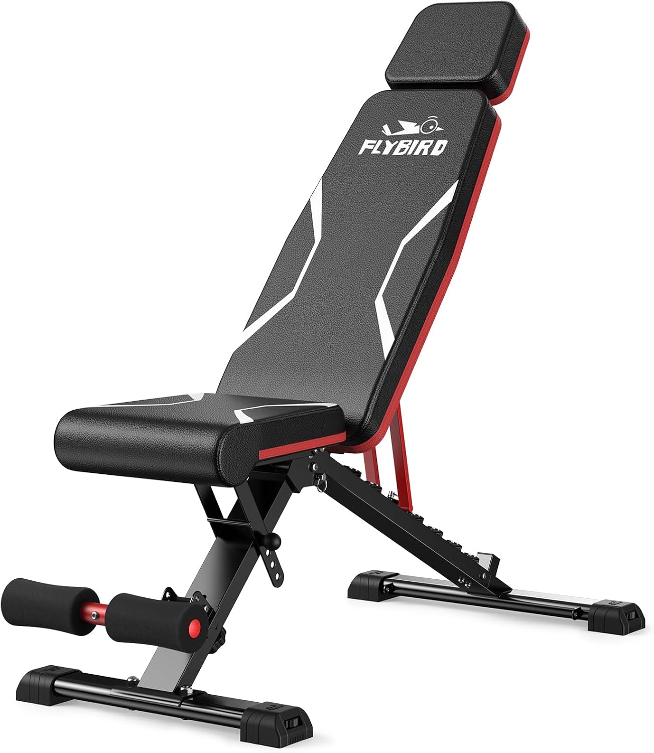 FLYBIRD Adjustable Weight Bench Fits up to 6'5'', 750LBS Capacity for Full Body Workout, 27LBS Sturdy Foldable Bench Press for Home Gym, 5X Stable Lifting Bench Incline Decline Flat Dumbbell Exercise