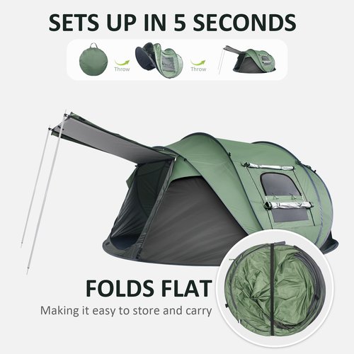 WYDHven Pop Up Tents for Camping, 4 Person Camping Tent with Extra Storage, UV Protection Waterproof Tent Fully Taped Seams, 2 Doors Easy Pop Up Tent for Camping, Hiking and Traveling