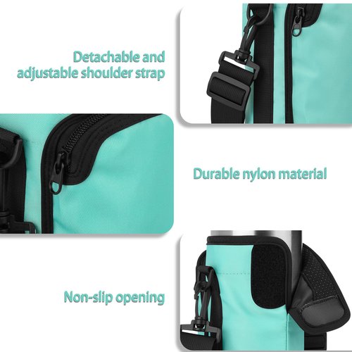 Xxerciz Water Bottle Carrier Bag Compatible with Yeti Rambler 30 oz Cup, Water Bottle Holder with Adjustable Strap, Tumbler Carrier Pouch Accessories for Outdoor Travelling Camping (Green)