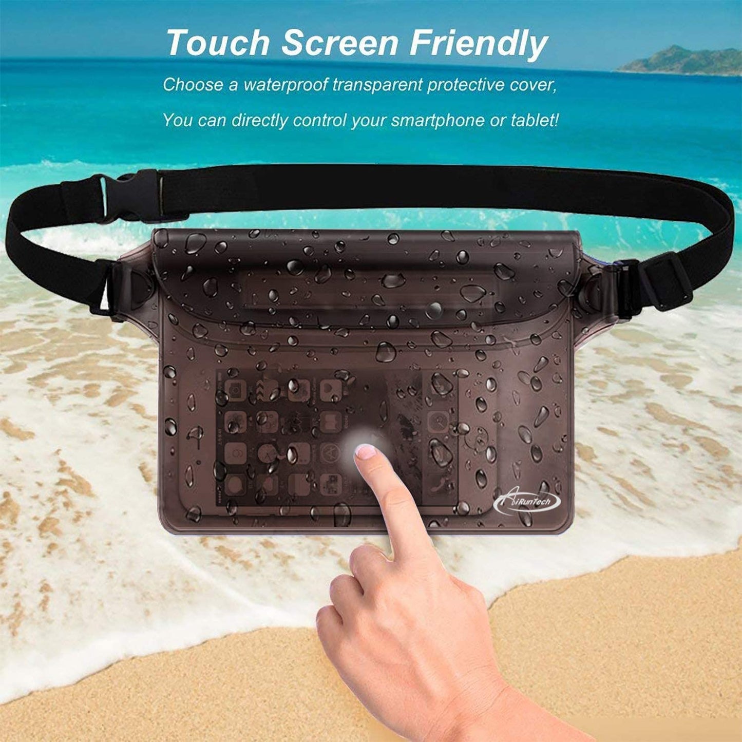 AiRunTech Waterproof Fanny Pack, Beach Cruise Vacation Essentials, Waterproof Pouch Protect Phone Passport Valuables Dry Safety, Paddle Board Kayaking Boating Swimming Accessories-2 Pack（Black + Pink）