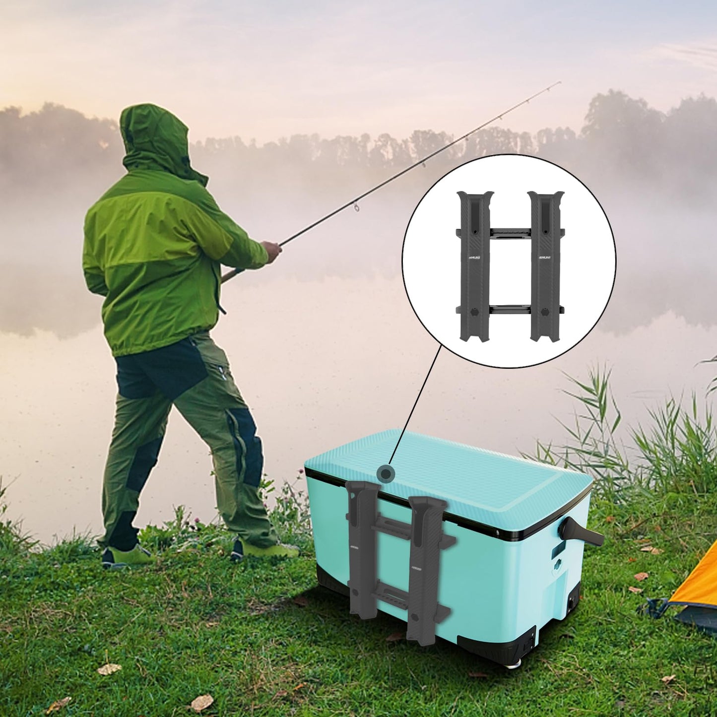 Fishing Rod Holder, Rod Holder Rack with 6-Inch Ball Bungee Cords and Screws – Portable Fishing Pole Holders Rack for Boats, Yachts, Kayaks, Garages, Coolers, Trailers, Trucks, and Wall Mounting