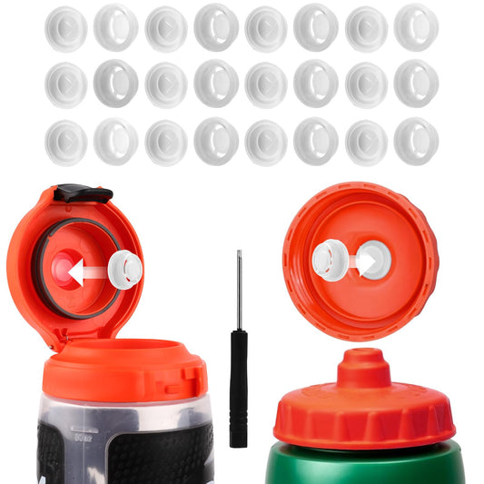 12pcs Dispensing Rubber Valves Compatible with Gatorade Water Bottle, Silicone Valve Replacement Lid for Gatorade GX 30oz & Squeeze Bottle 32oz Plastic Inserts & Screwdriver