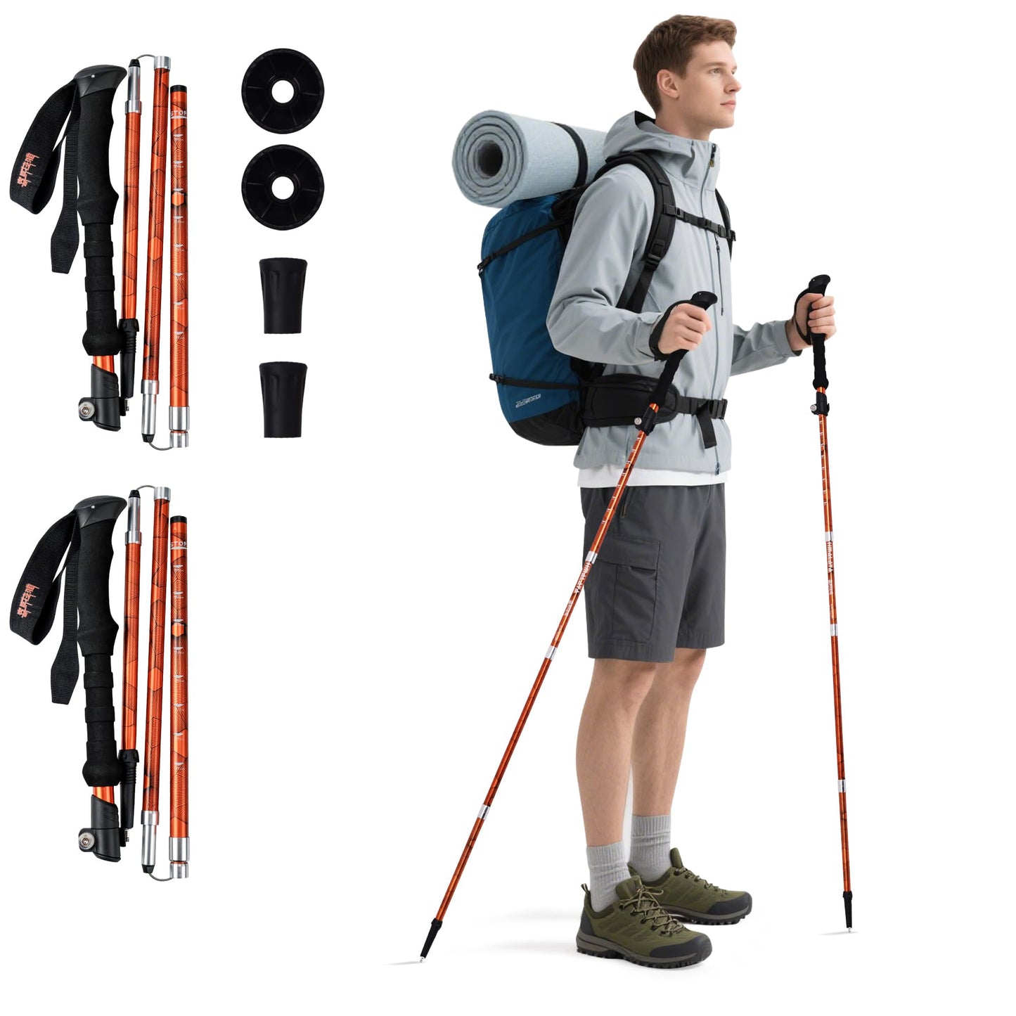 Aluminum Alloy Trekking Poles Collapsible Hiking Poles - Trekking Sticks with Quick Lock System Lightweight for Hiking, Camping